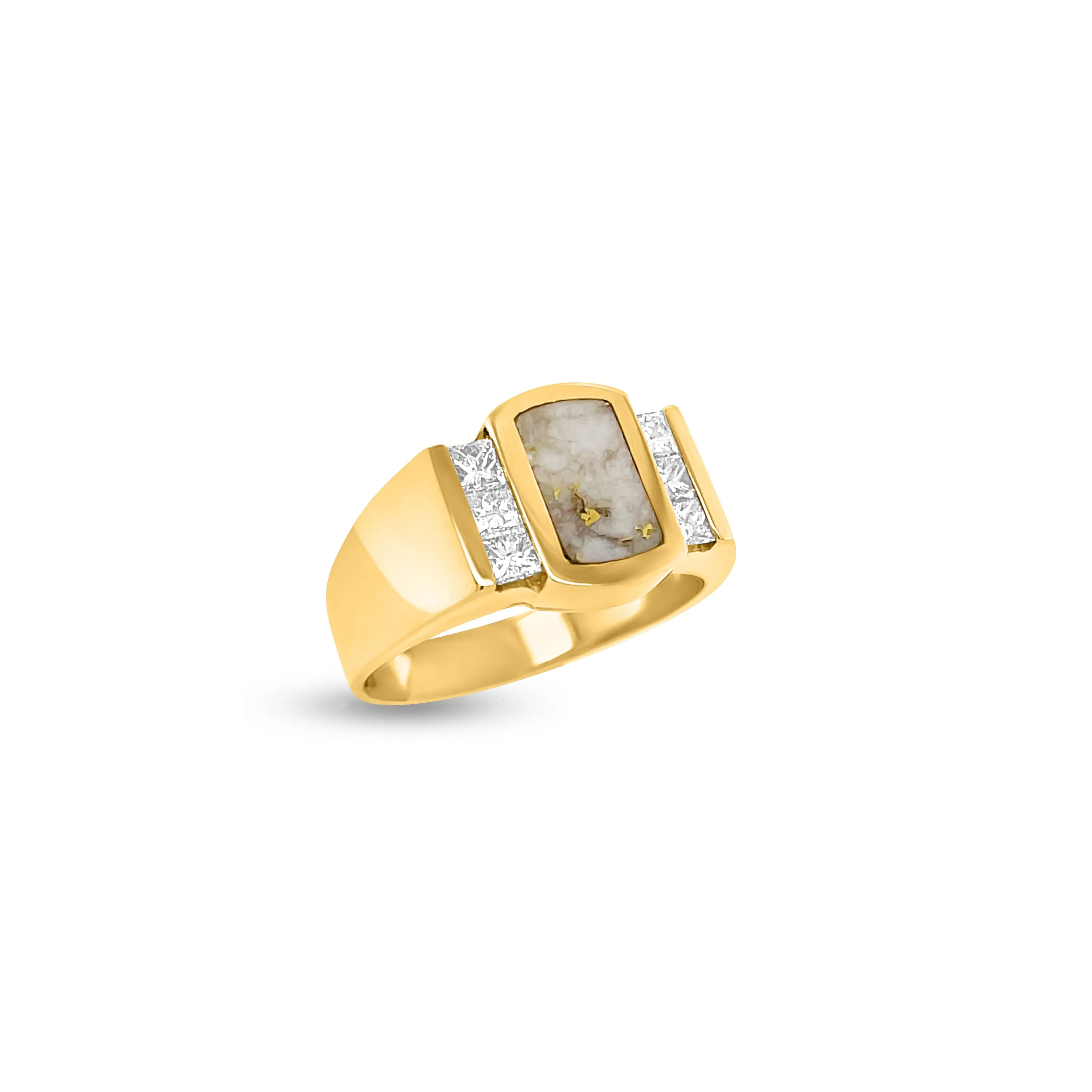 0.71 Carat Diamond & Quartz Men's Wedding Band in 14k Yellow Gold