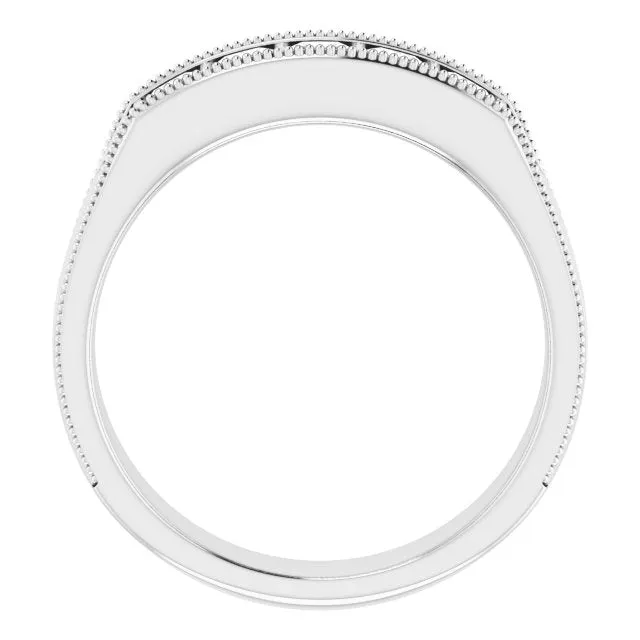 1.0 ctw Bar Set Princess Diamond Milgrain Accent Men's Ring