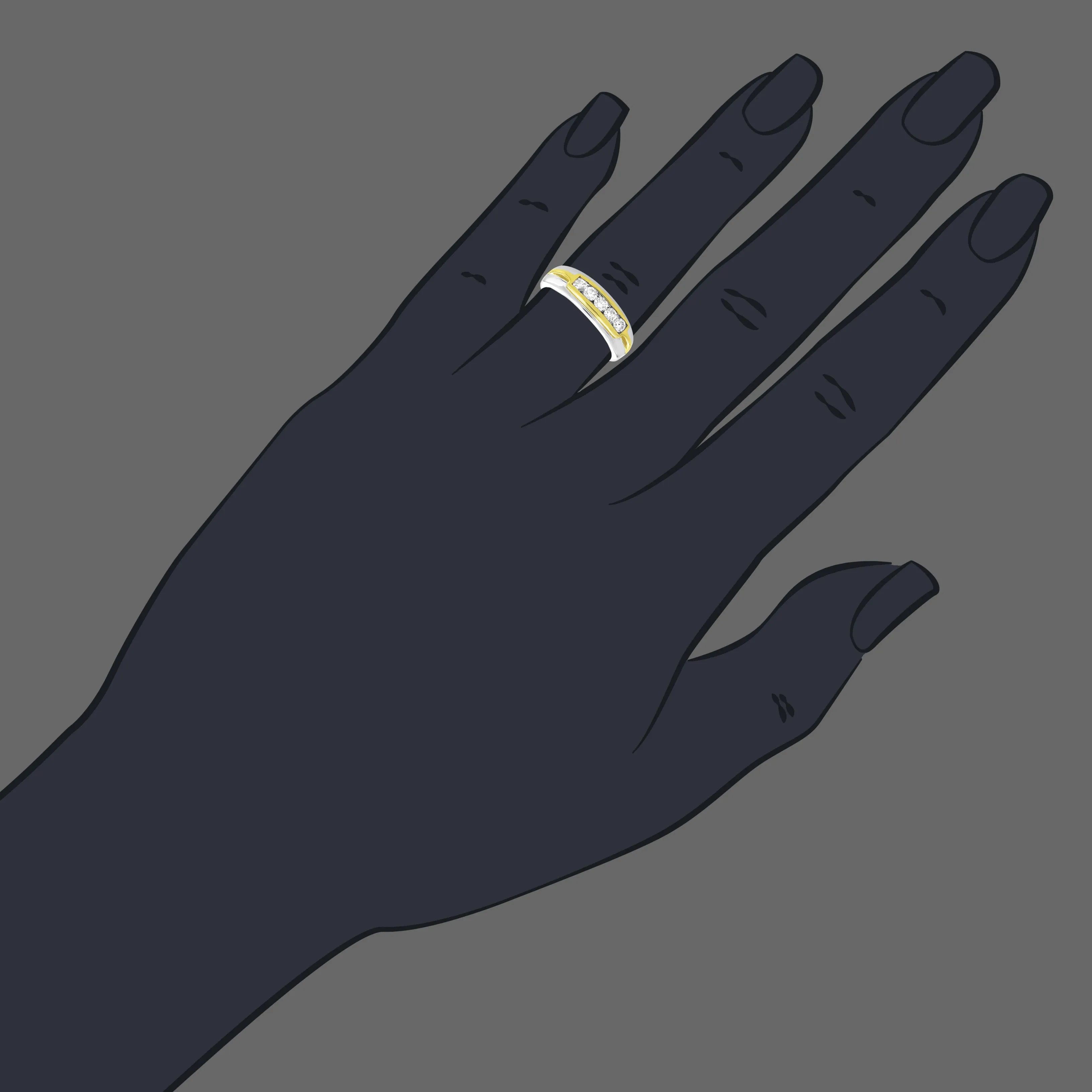1/2 cttw Diamond Five Stone Men's Wedding Band in 14K White Gold