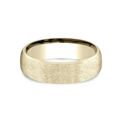 14K Yellow Gold European Swirl Finish 6.5mm Men's Wedding Band EUCF56507014KY
