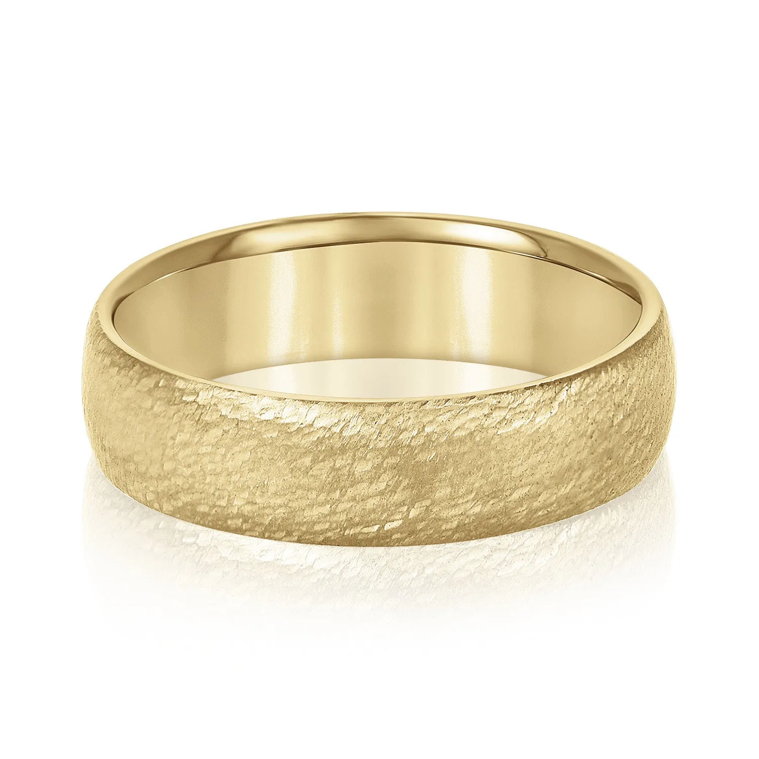 14K Yellow Gold Men's 6MM Wedding Ring With Brushed Finish
