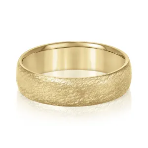 14K Yellow Gold Men's 6MM Wedding Ring With Brushed Finish