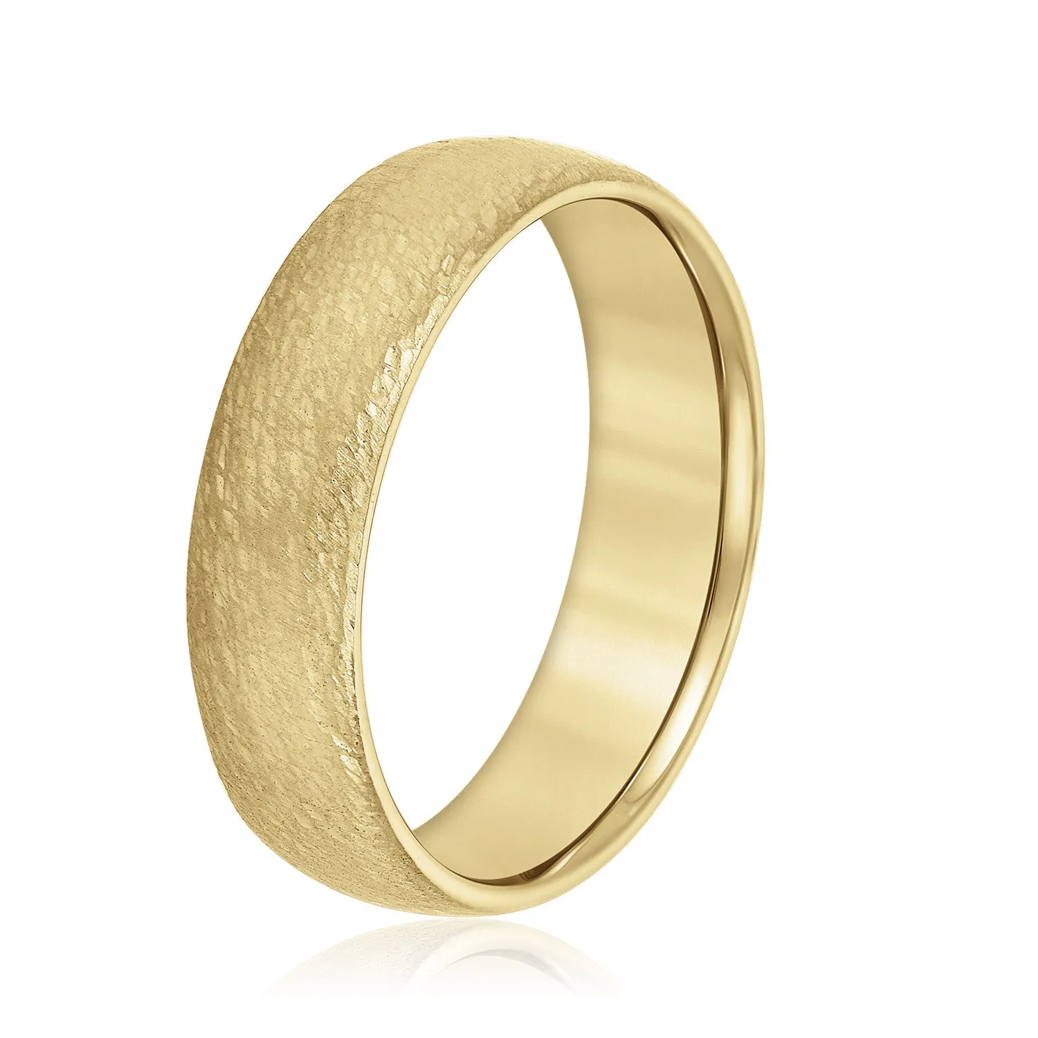 14K Yellow Gold Men's 6MM Wedding Ring With Brushed Finish