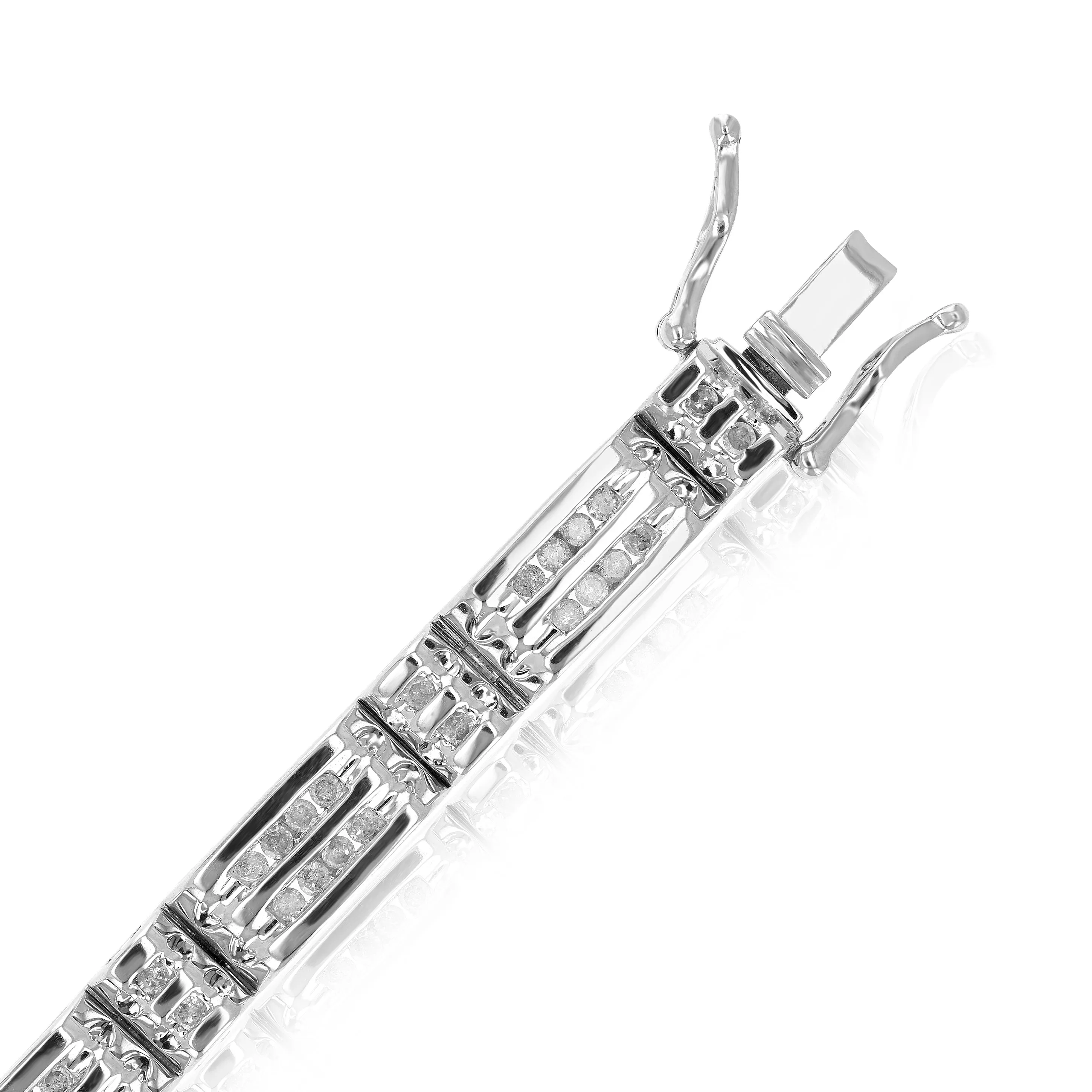 1.50 cttw Diamond Two Row Station Tennis Bracelet in Silver