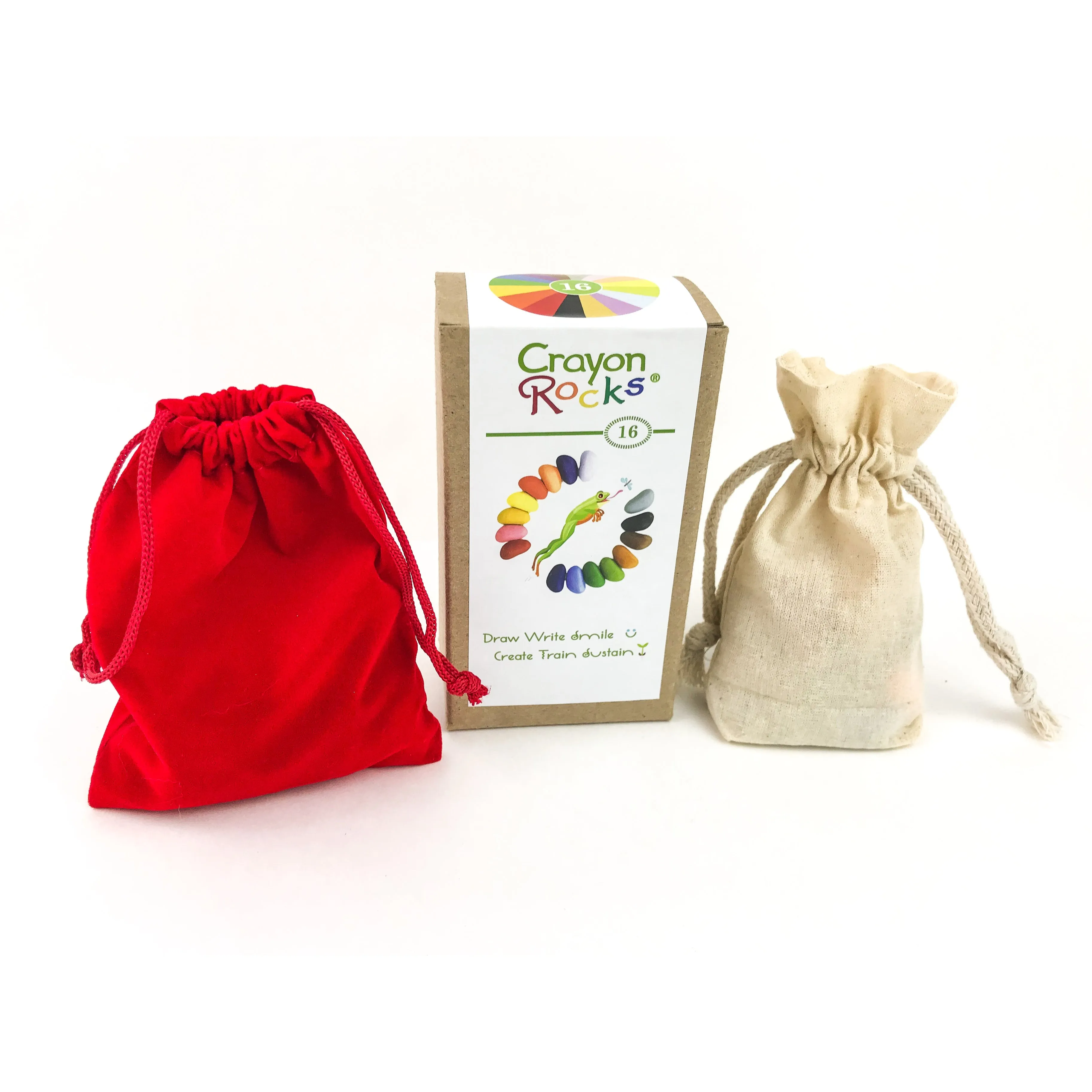 16 colors crayon rocks in a bag