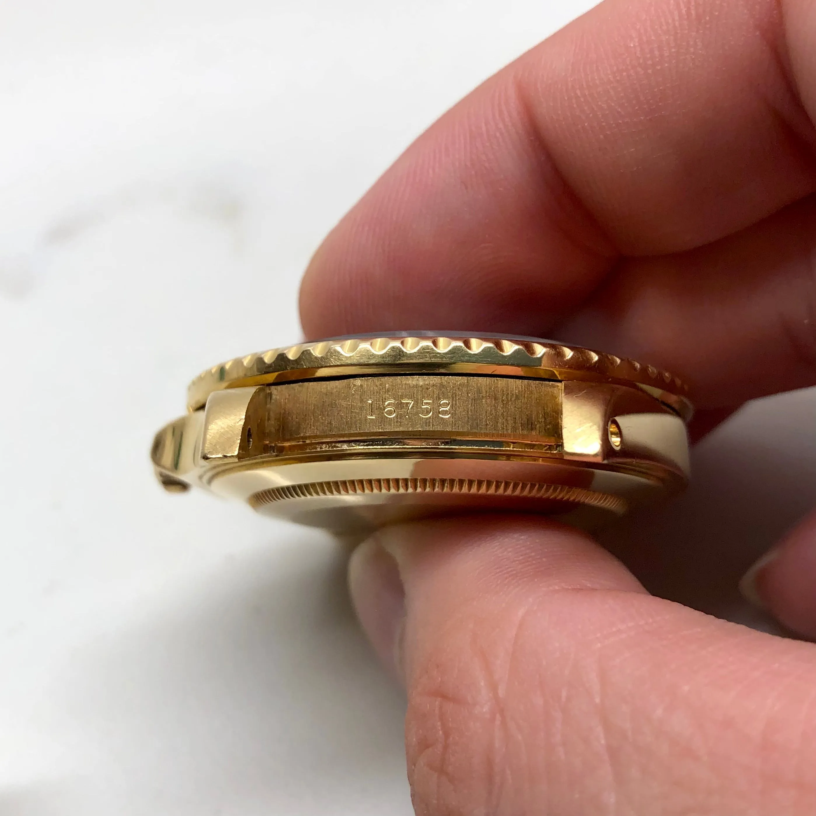 1981 Rolex GMT MASTER 16758 Root Beer 18K Yellow Gold Nipple Dial Wristwatch Box Papers