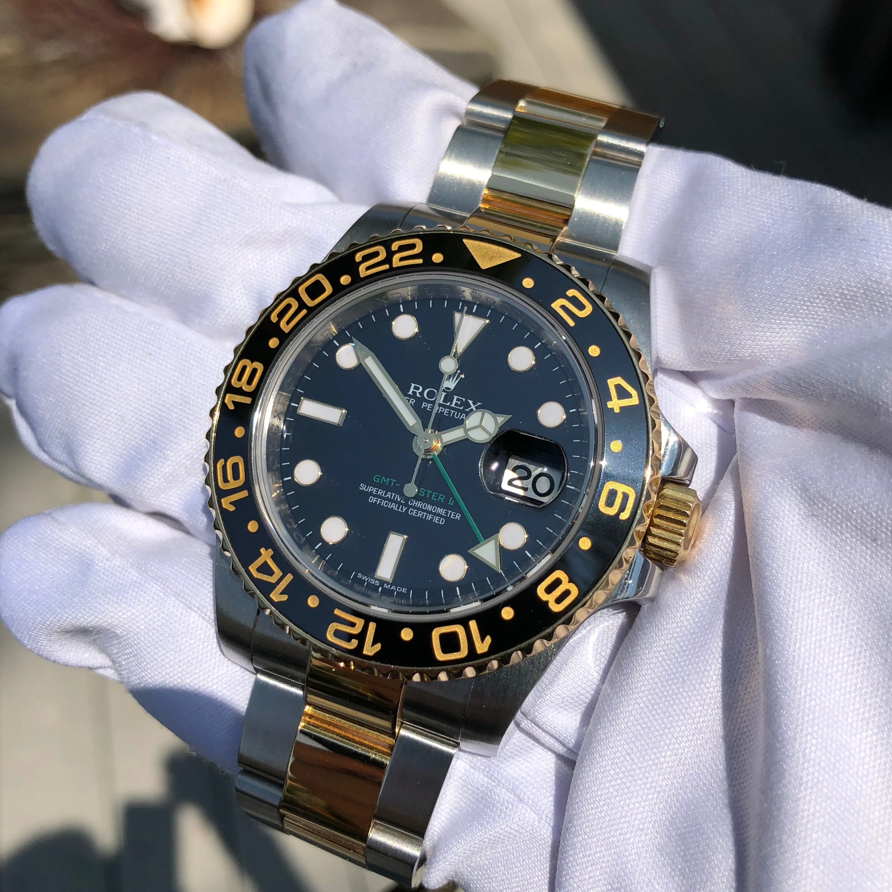 2008 Rolex GMT Master II 116713 Two Tone Steel Gold "M" Serial Watch Box Papers