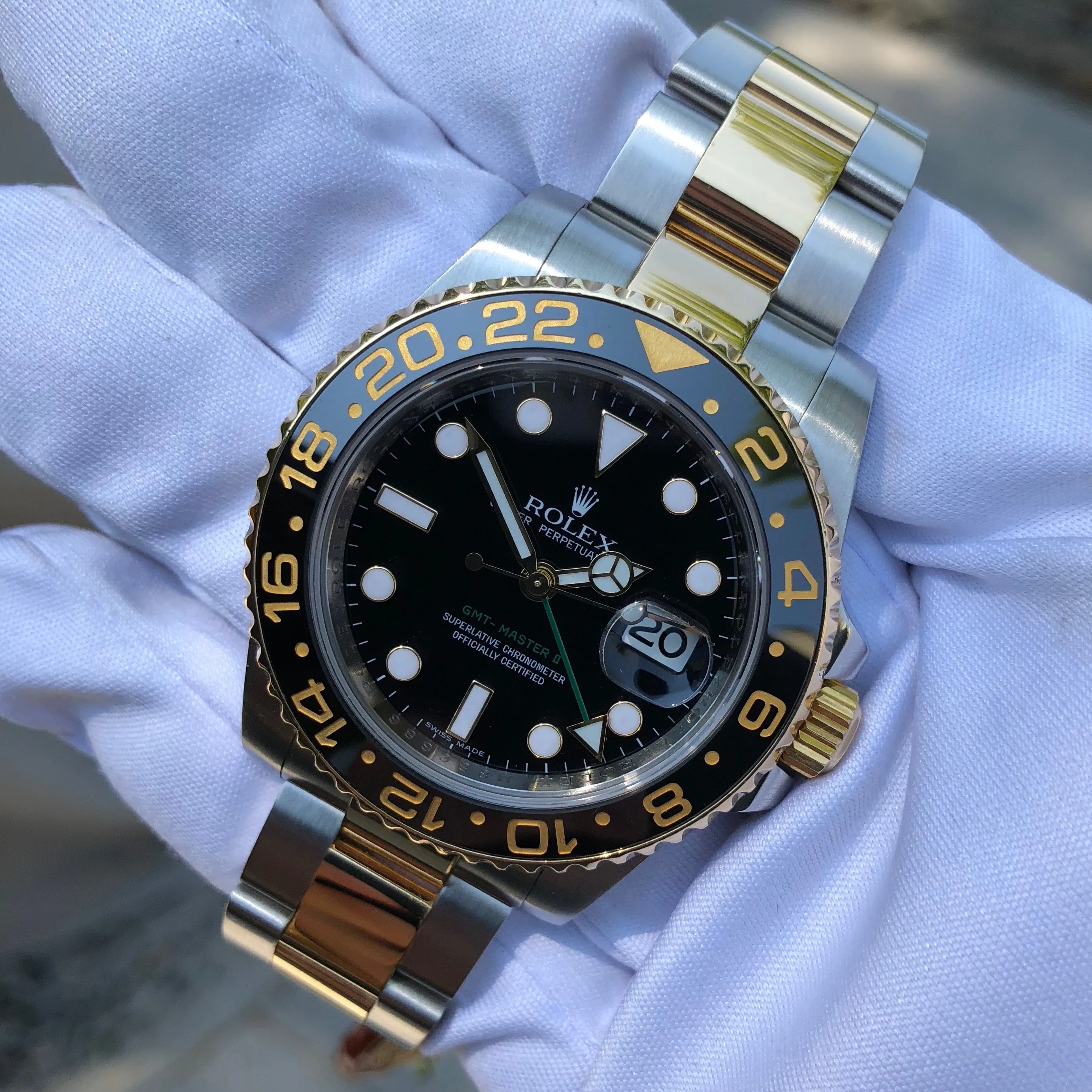 2008 Rolex GMT Master II 116713 Two Tone Steel Gold "M" Serial Watch Box Papers