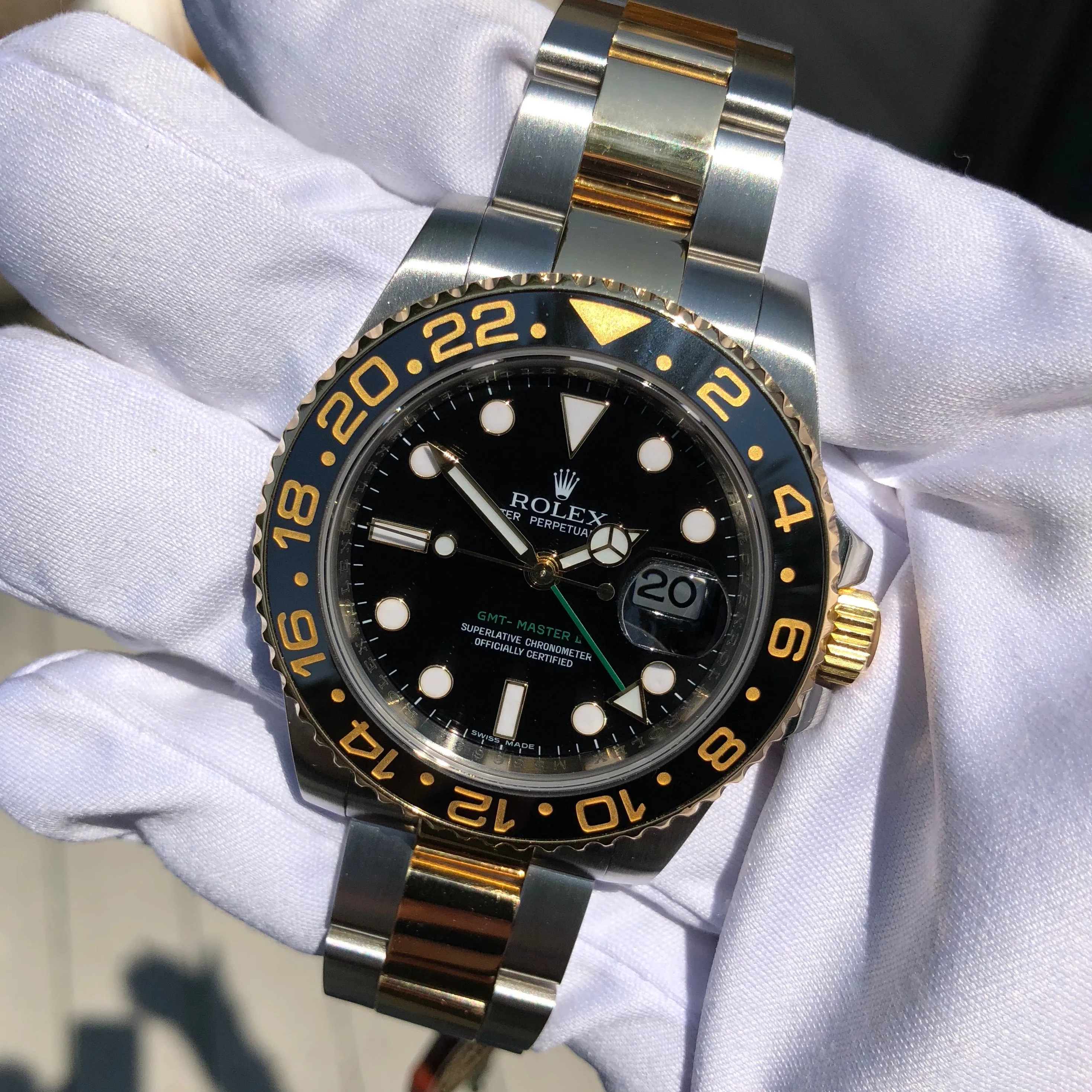 2008 Rolex GMT Master II 116713 Two Tone Steel Gold "M" Serial Watch Box Papers