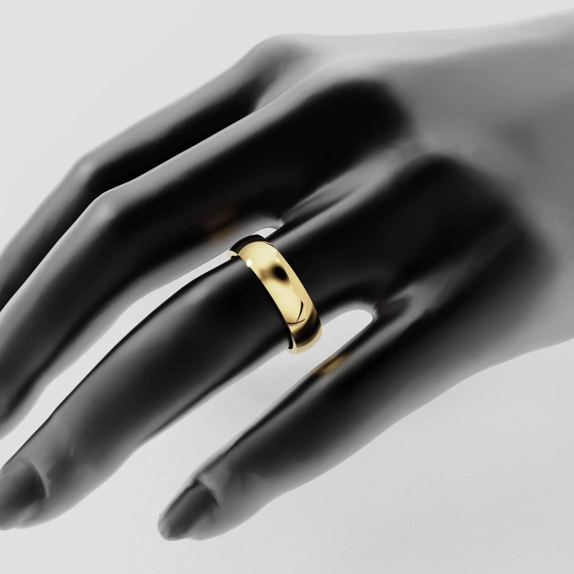 6MM Gold Wedding Band/ 5MM CLASSIC DOME Polished Mens & Womens Wedding Ring by Jalvi Co / Also available Rose Gold, White Gold