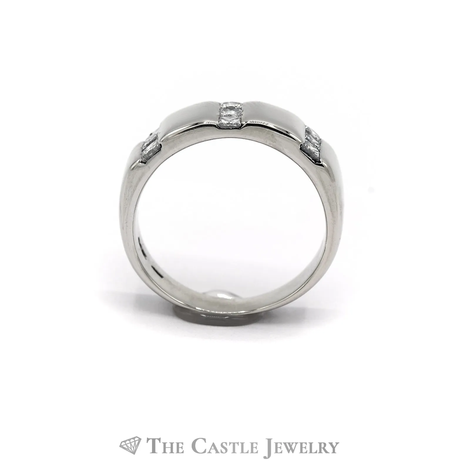 .75CTTW Gent's Triple Row Princess Cut Band in 14KT White Gold