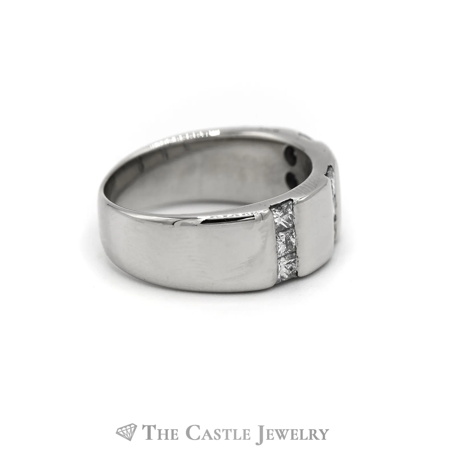 .75CTTW Gent's Triple Row Princess Cut Band in 14KT White Gold