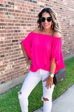 Aruba Off the Shoulder Ruffle Sleeve Top