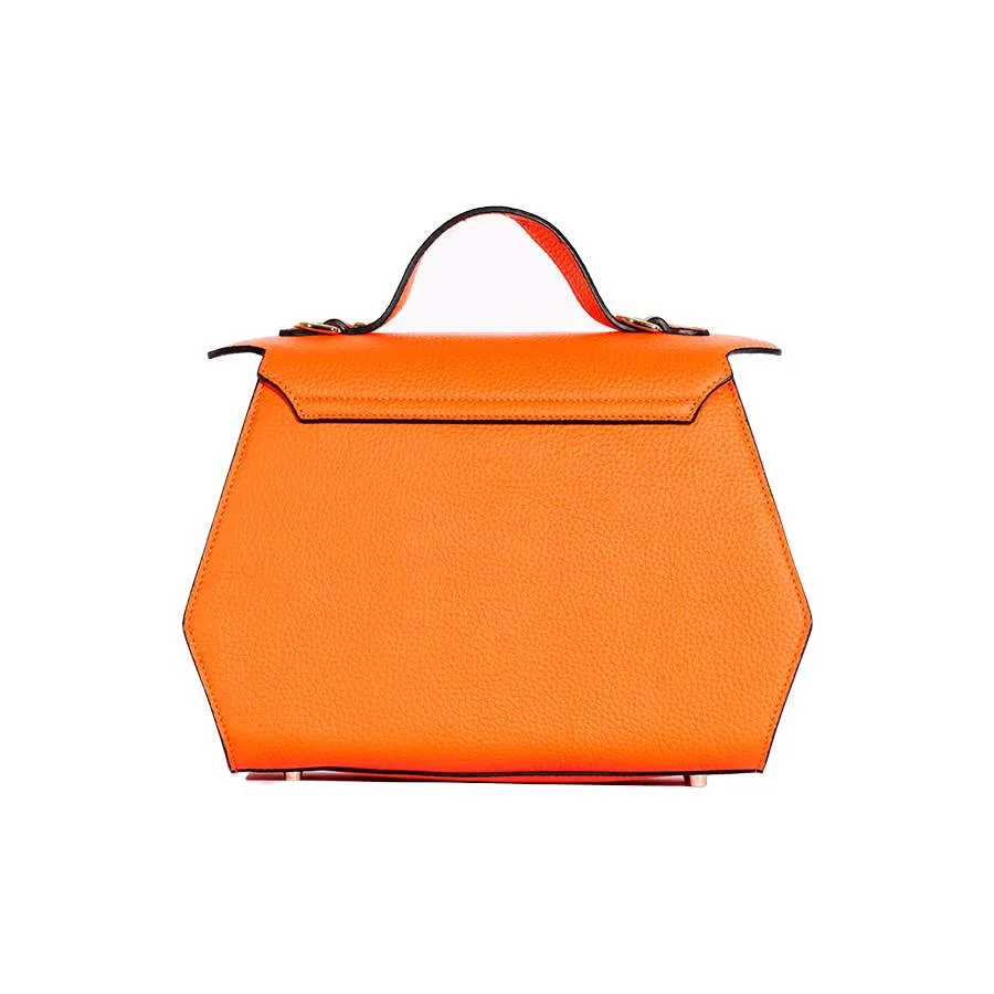 Aurene Handbag in Orange Pebble Grain Leather