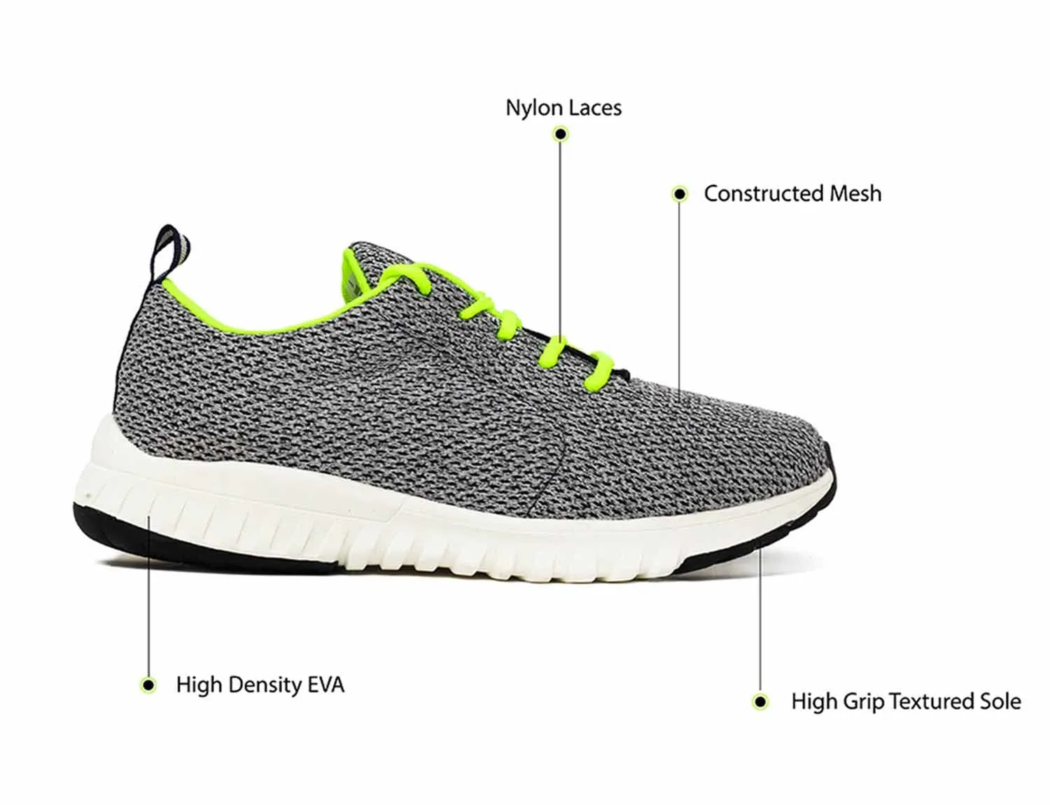 Avant Men's Hex Sports Running Shoes - Grey/Neon Green