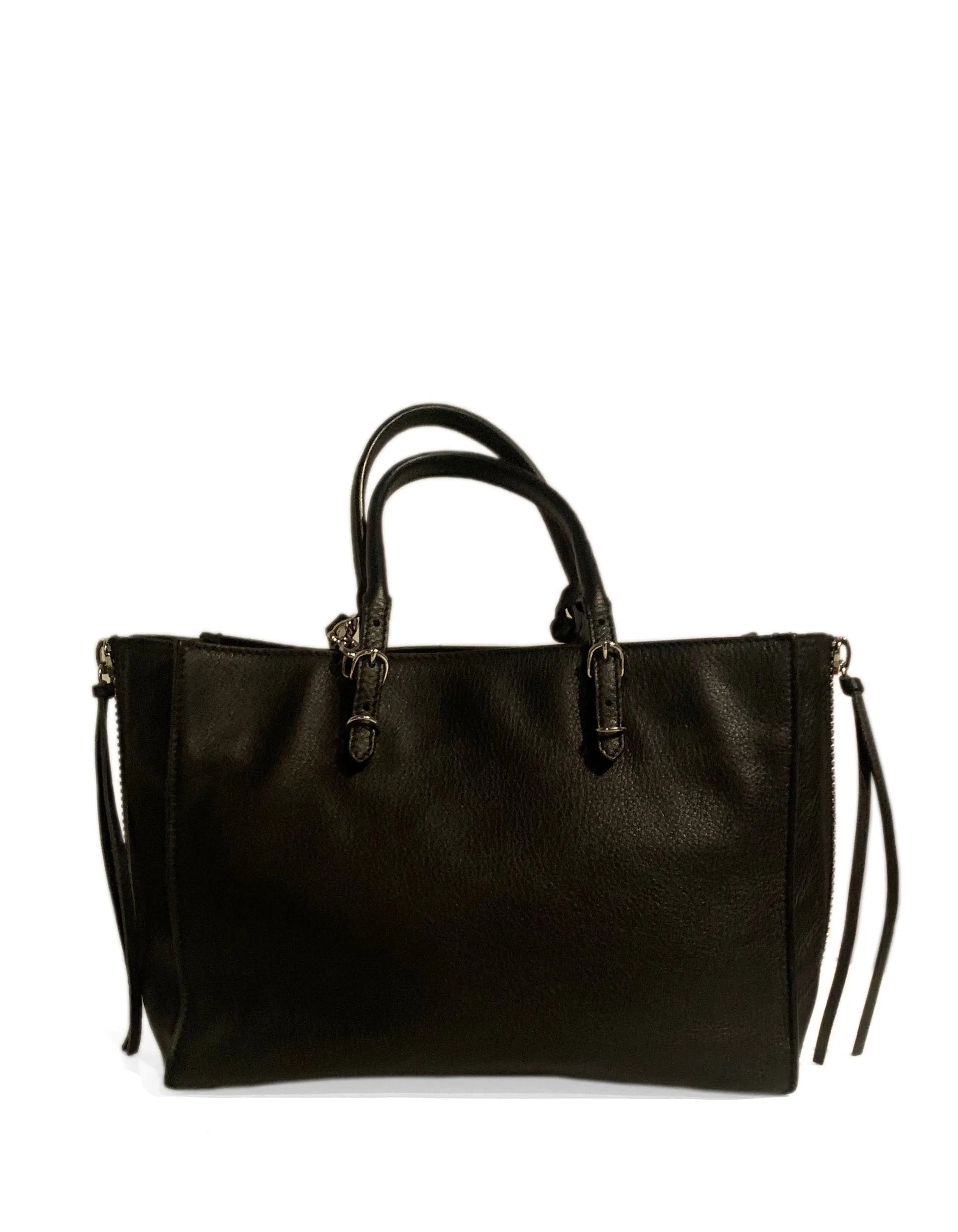 Balenciaga Black Leather Mini Papier A4 Crossbody Tote Bag w/ Neon