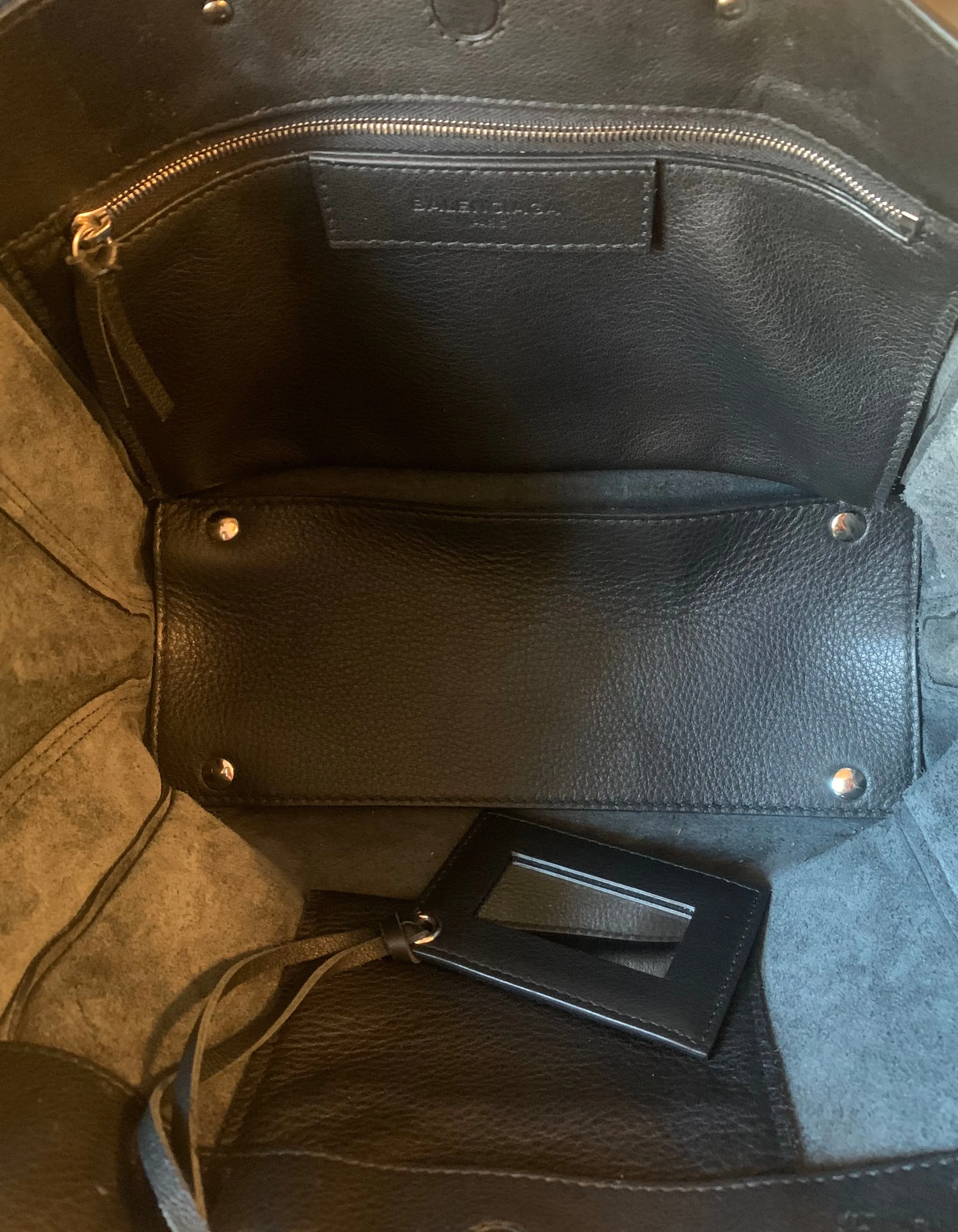 Balenciaga Black Leather Mini Papier A4 Crossbody Tote Bag w/ Neon