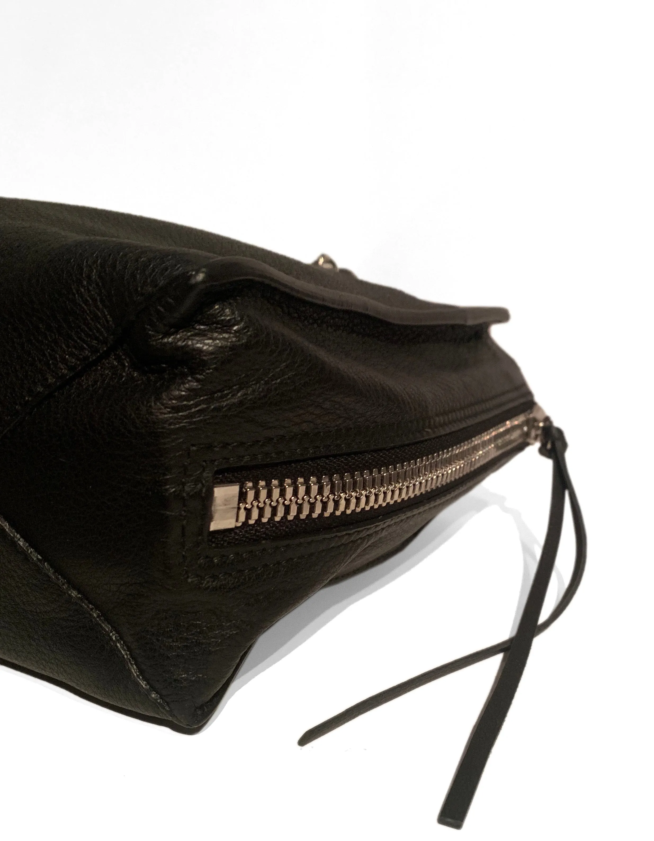 Balenciaga Black Leather Mini Papier A4 Crossbody Tote Bag w/ Neon