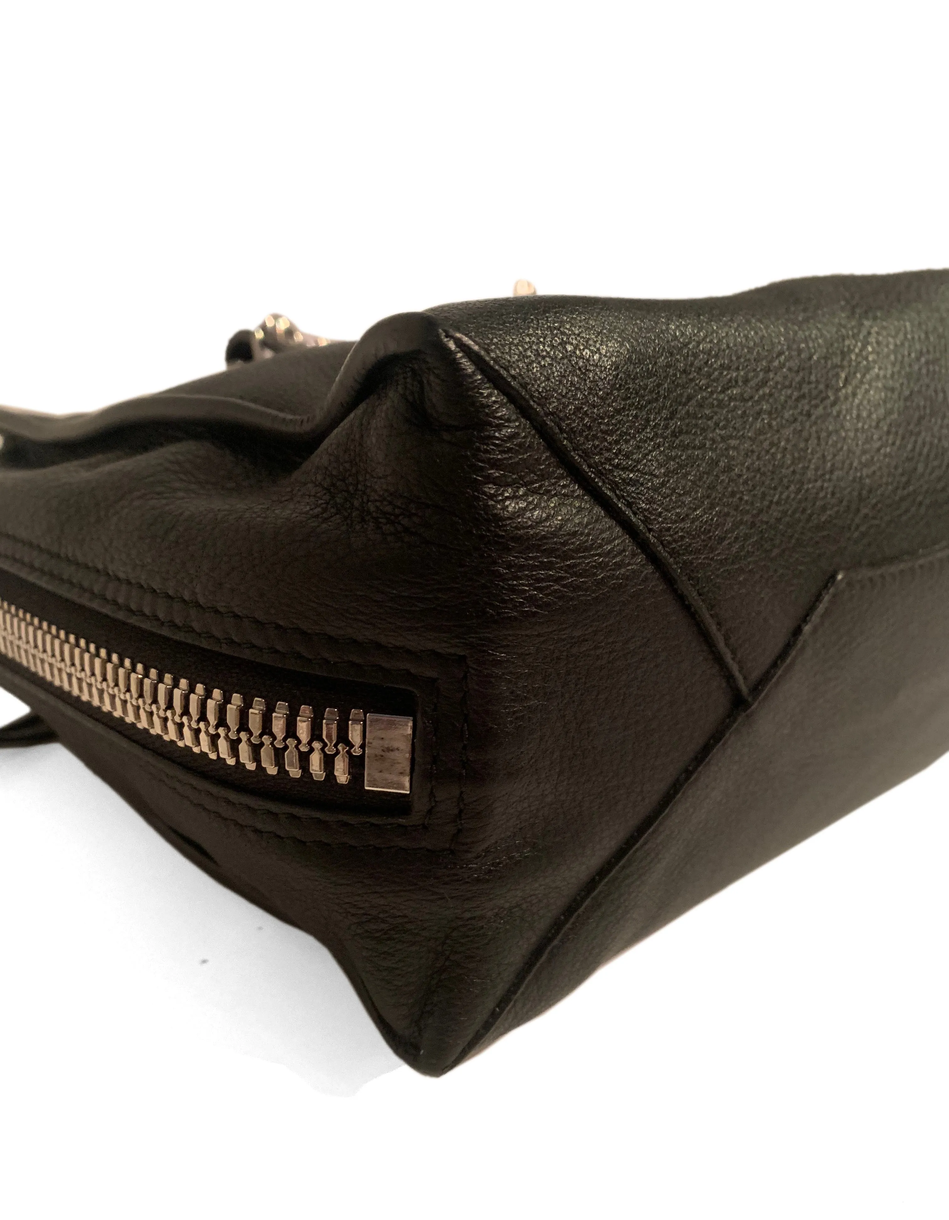 Balenciaga Black Leather Mini Papier A4 Crossbody Tote Bag w/ Neon