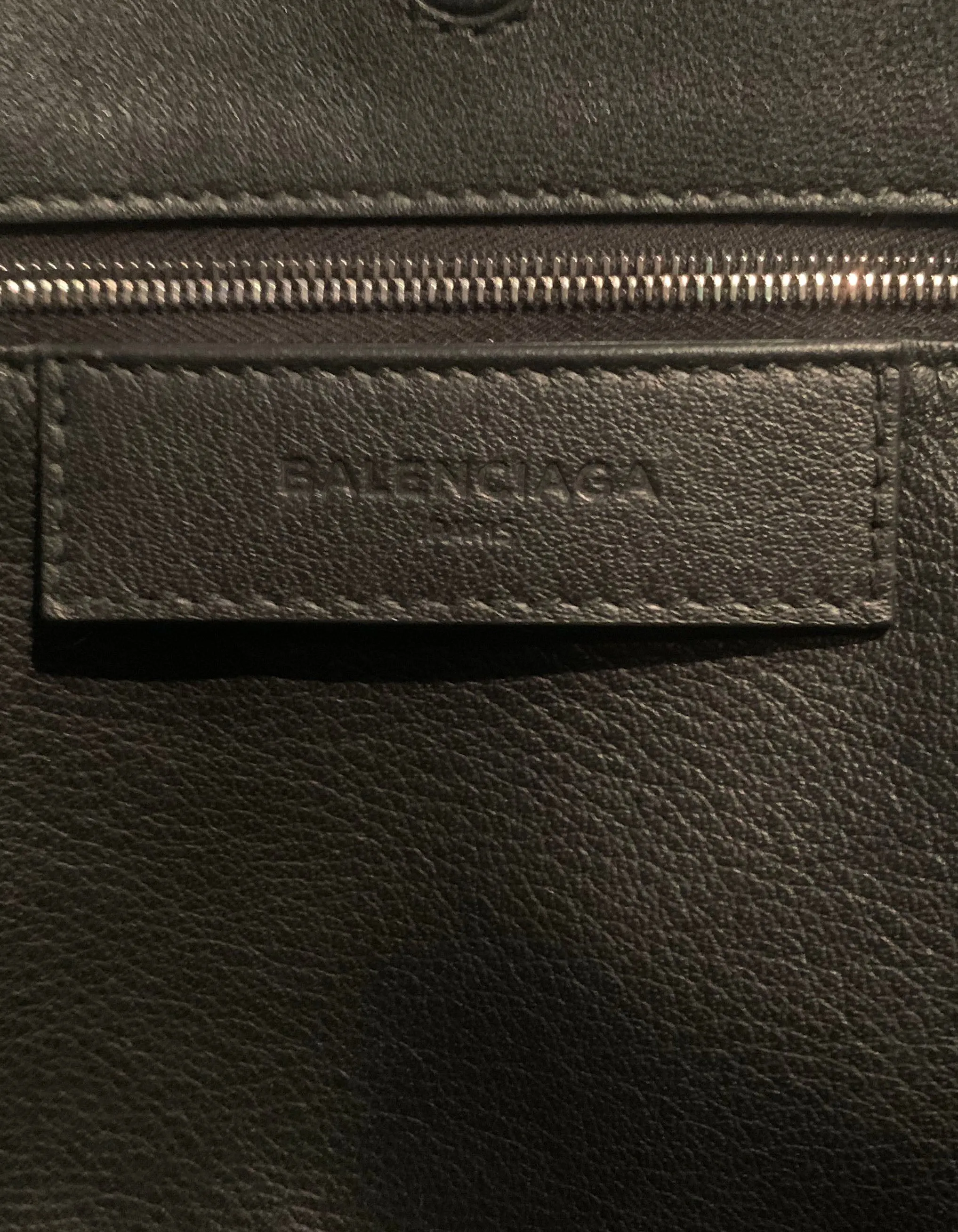 Balenciaga Black Leather Mini Papier A4 Crossbody Tote Bag w/ Neon