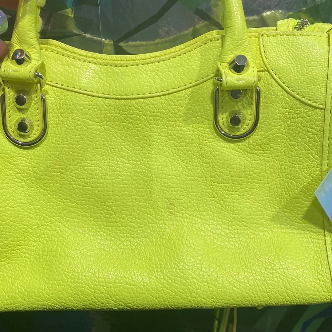 Balenciaga City Mini Neon Yellow City Bag