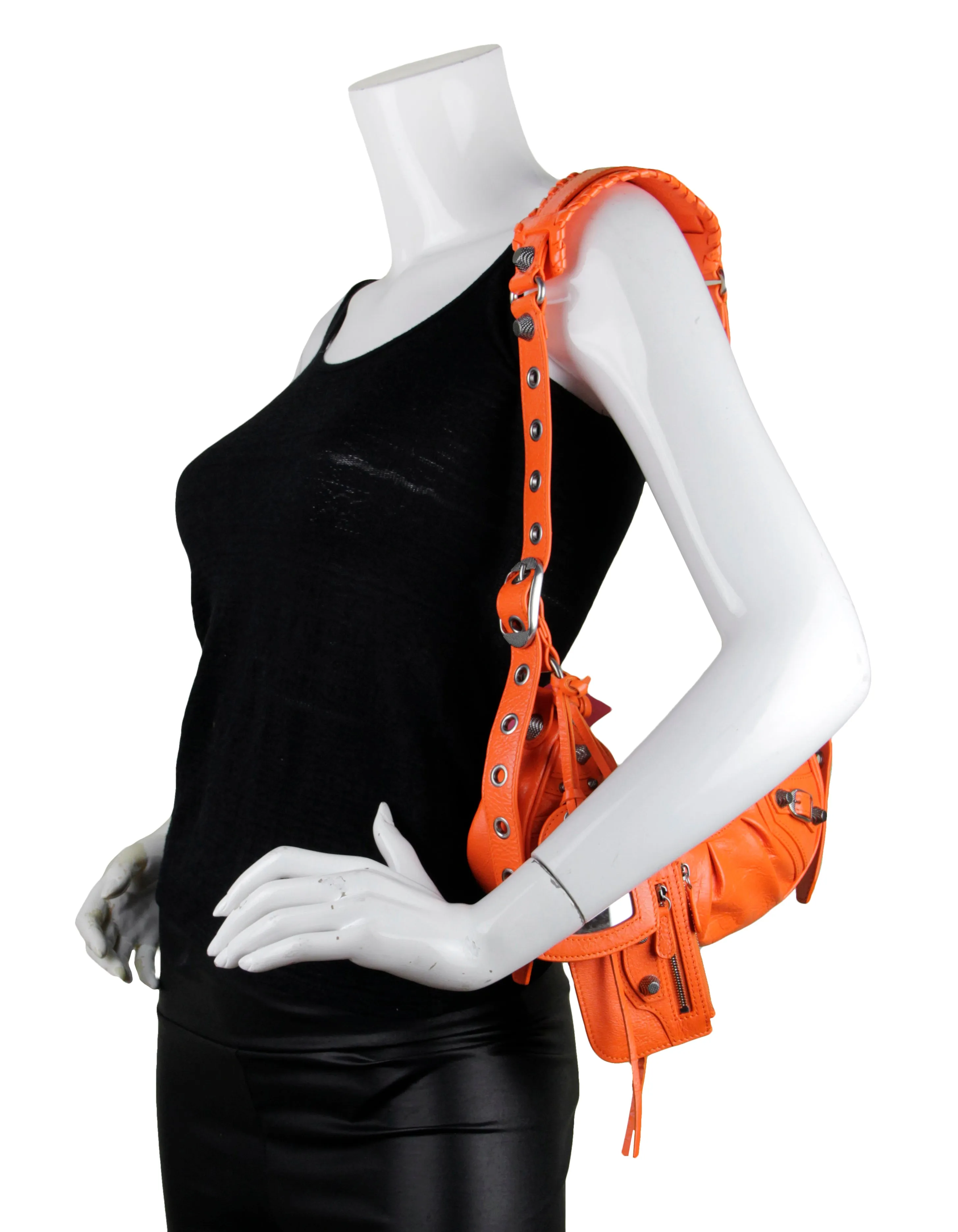 Balenciaga Neon Orange Arena Le Cagole XS Shoulder Bag
