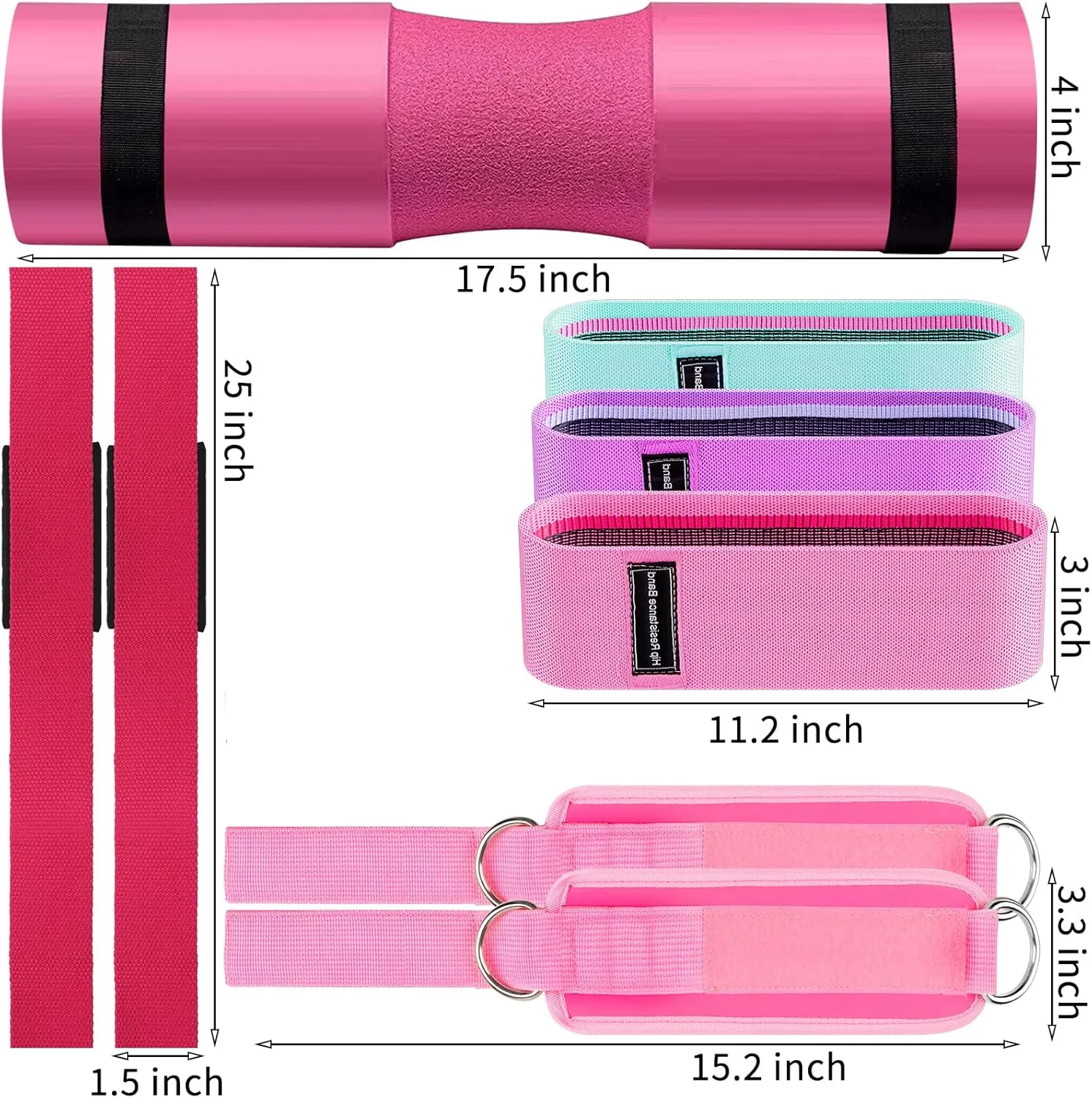 Barbell Pad Set for Squat,9 PCS Hip Thrusts Workout Foam Weight Lifting Bar Cushion