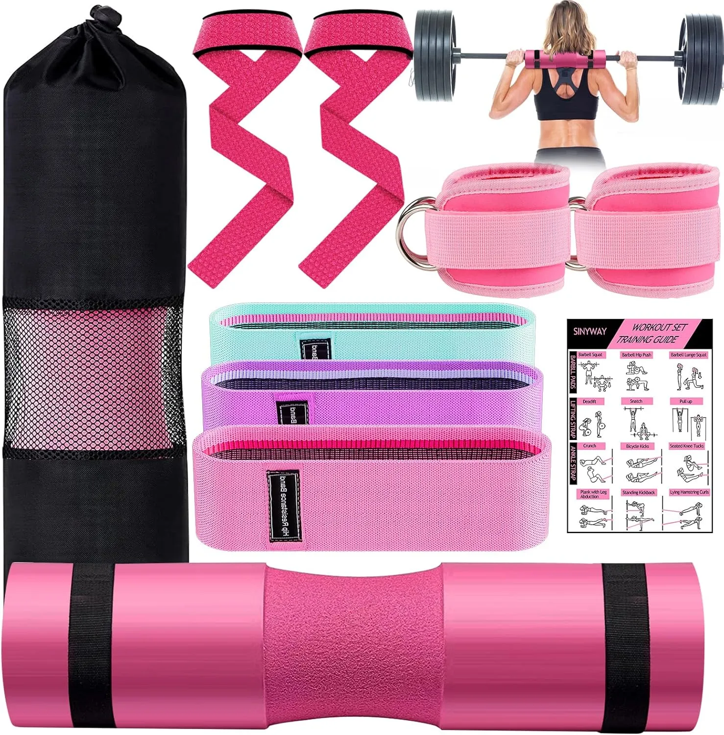 Barbell Pad Set for Squat,9 PCS Hip Thrusts Workout Foam Weight Lifting Bar Cushion