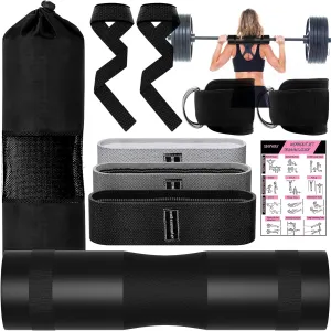 Barbell Pad Set for Squat,9 PCS Hip Thrusts Workout Foam Weight Lifting Bar Cushion