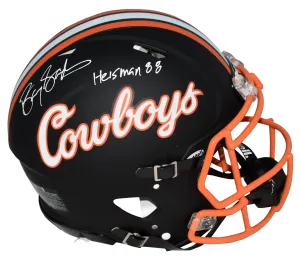 BARRY SANDERS SIGNED OKLAHOMA STATE COWBOYS AUTHENTIC SPEED HELMET   HEISMAN 88