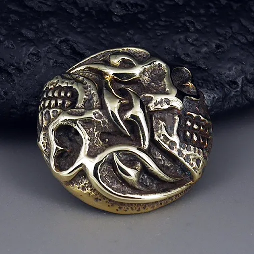 Biker Tribal Double Skull Concho Sterling Silver Screw Back