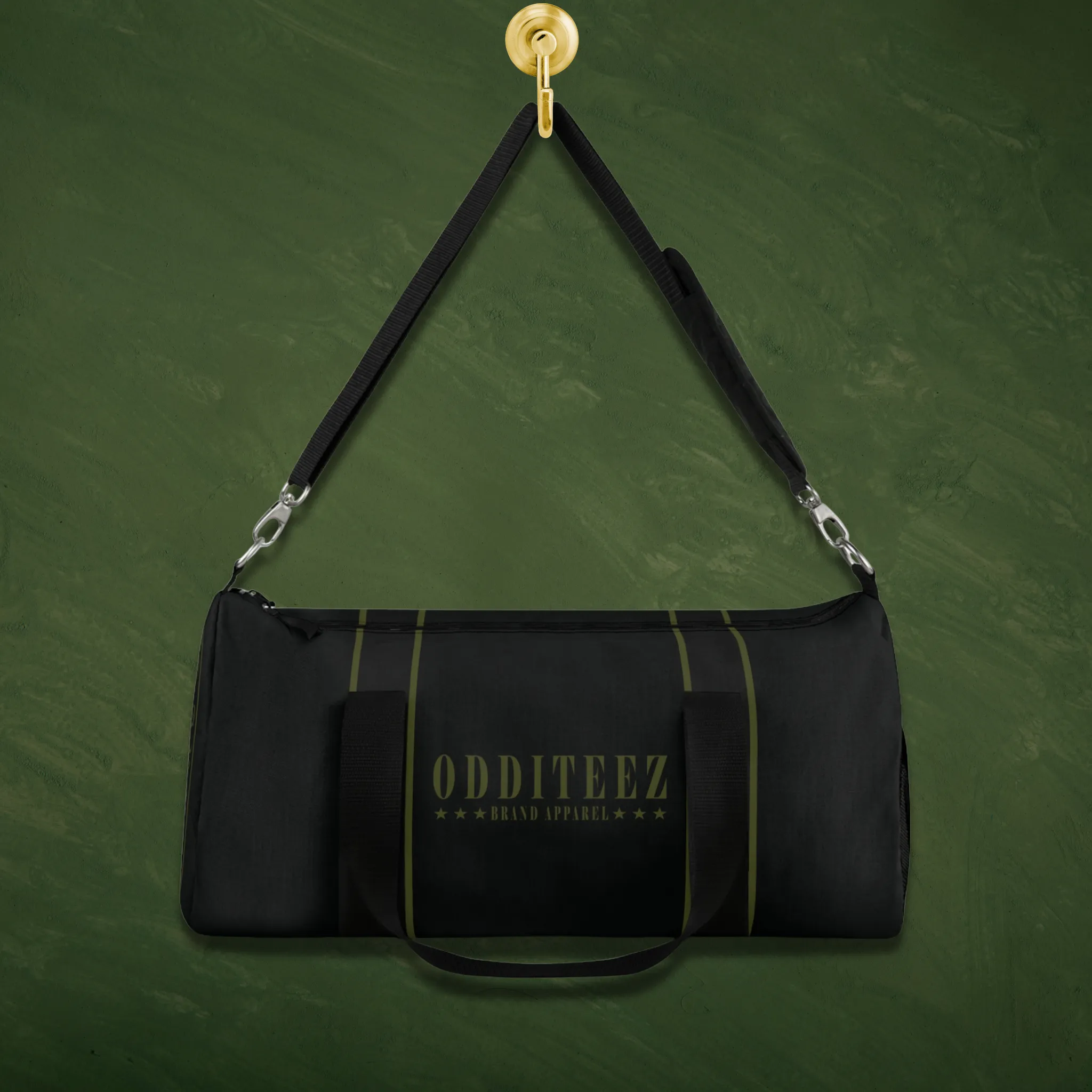 Black & Military Green Star logo design, Black Small & Large Gym Duffel Bags