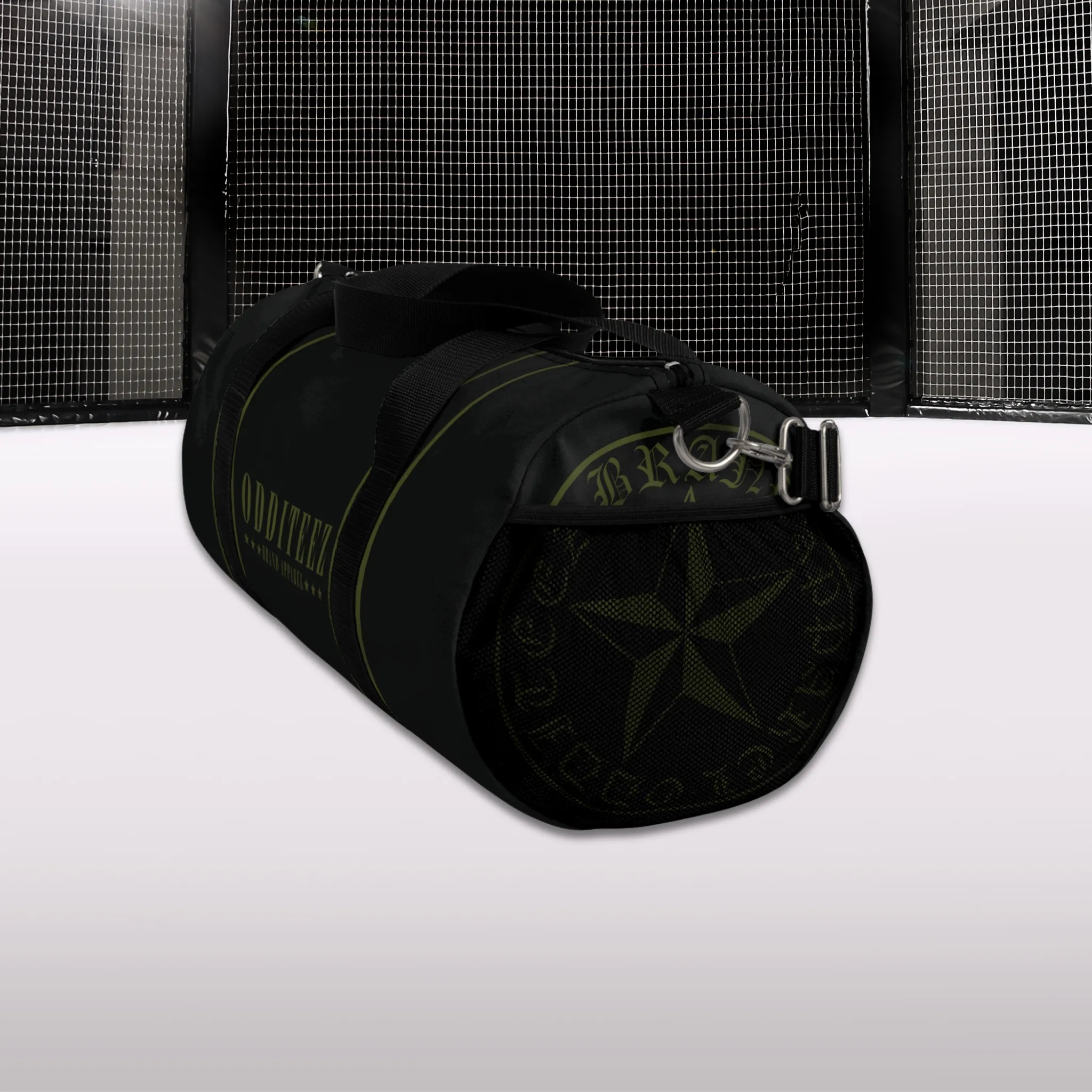 Black & Military Green Star logo design, Black Small & Large Gym Duffel Bags