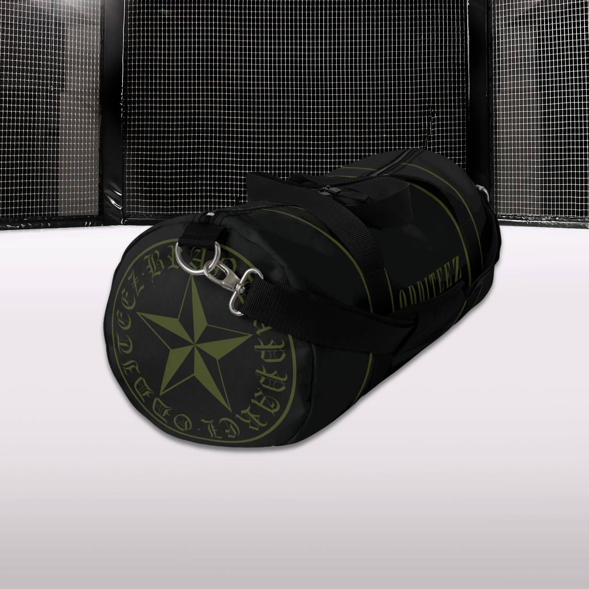 Black & Military Green Star logo design, Black Small & Large Gym Duffel Bags