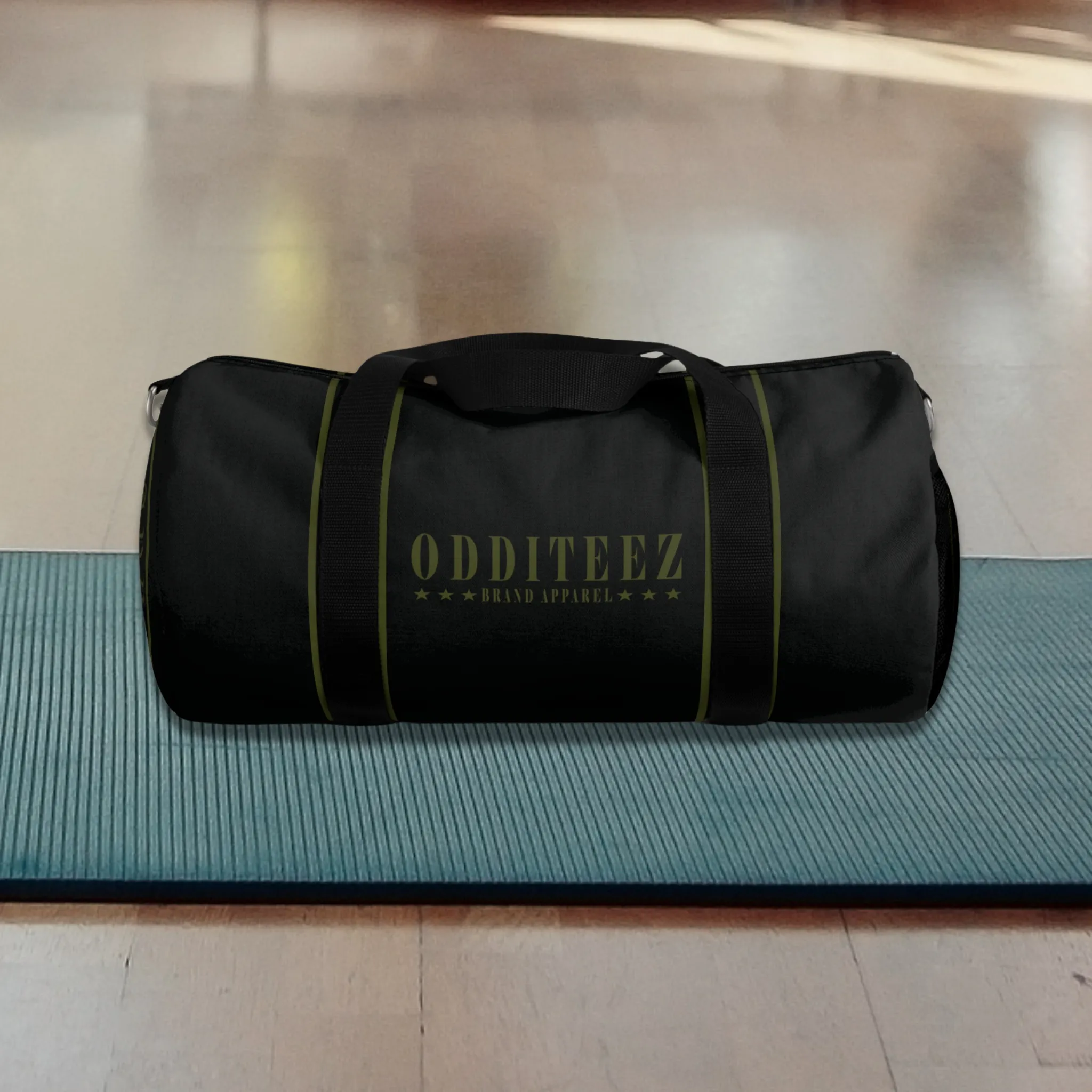 Black & Military Green Star logo design, Black Small & Large Gym Duffel Bags