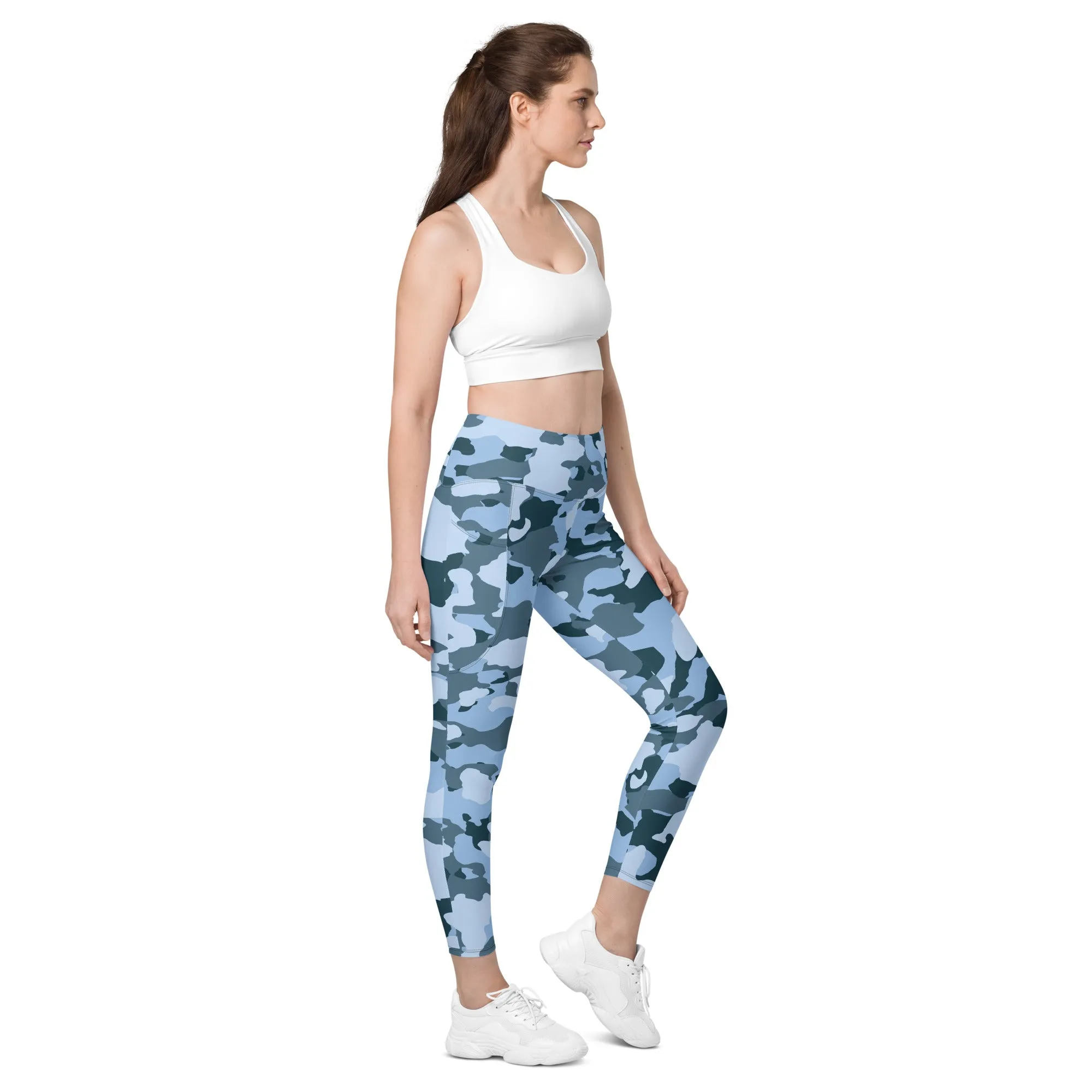 Blue Camo Leggings with pockets