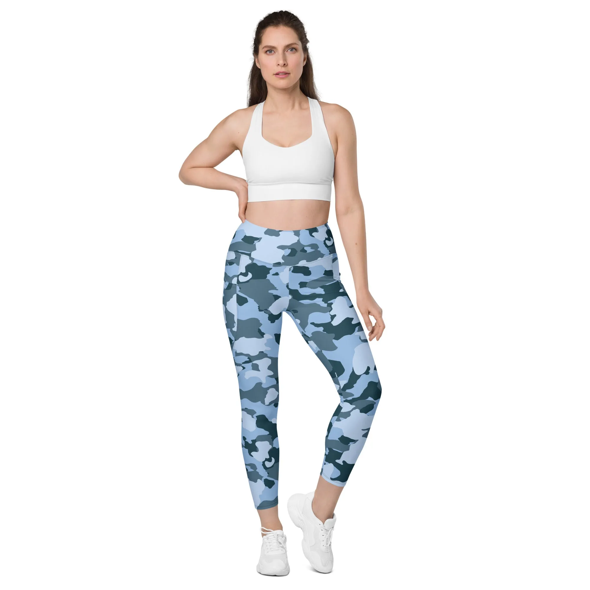 Blue Camo Leggings with pockets