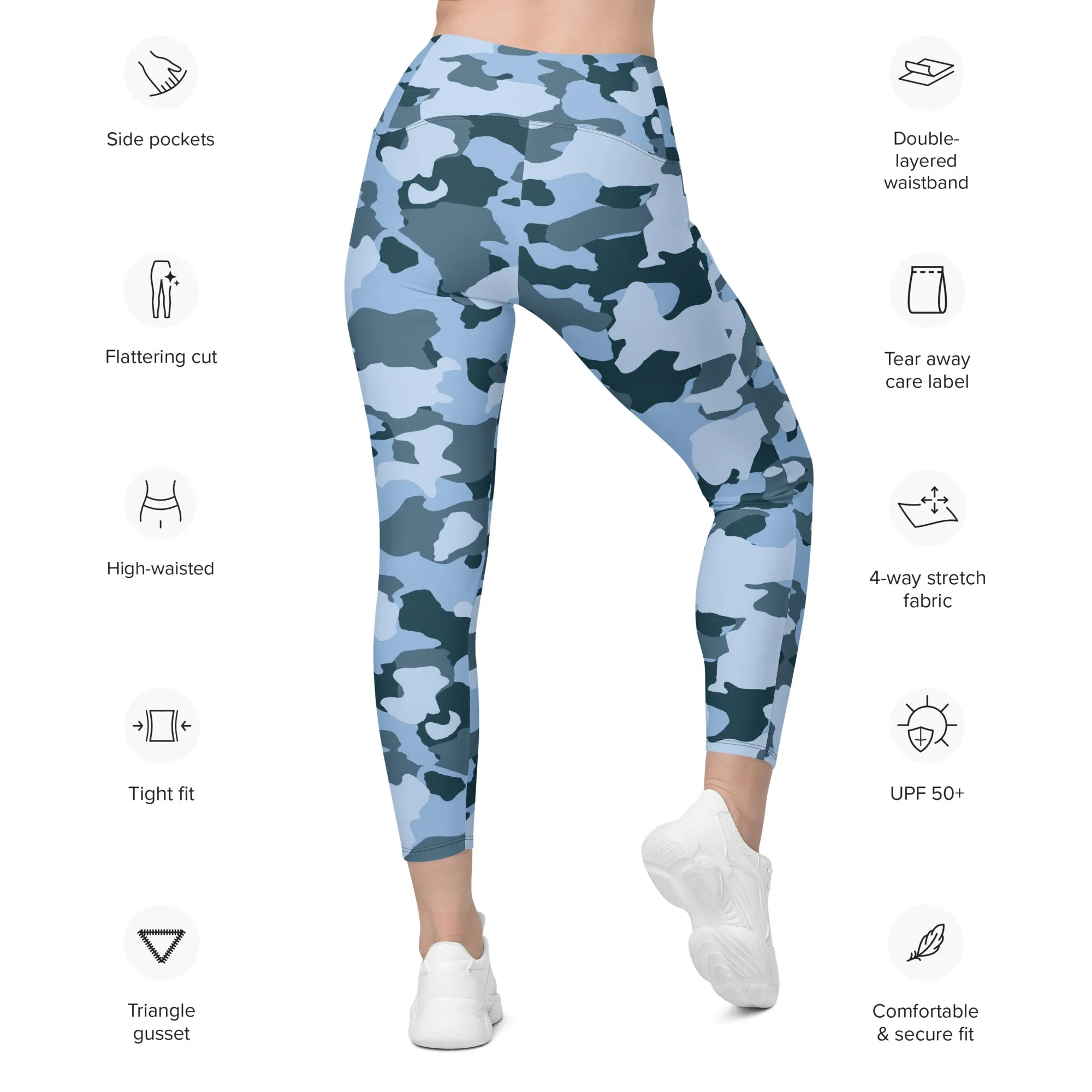 Blue Camo Leggings with pockets