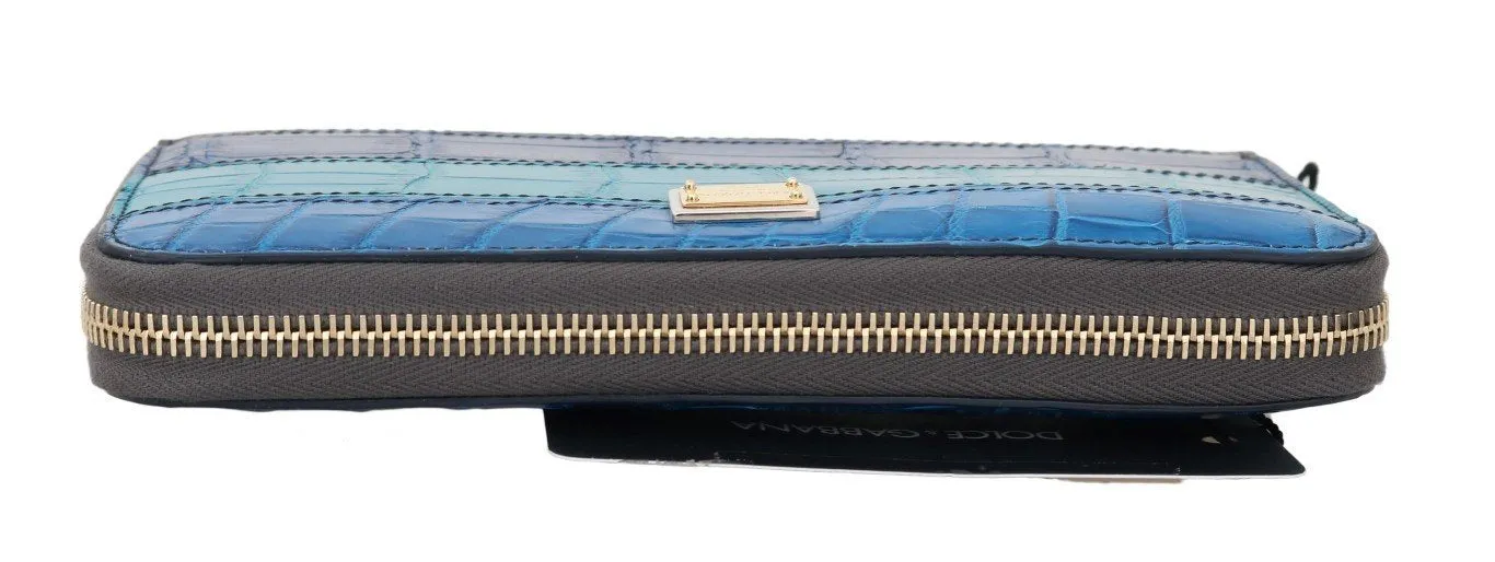 Blue Crocodile Leather Continental Wallet