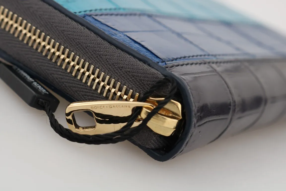 Blue Crocodile Leather Continental Wallet
