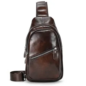 Casual Men’s Leather Chest Bag Sling Crossbody Shoulder Bag