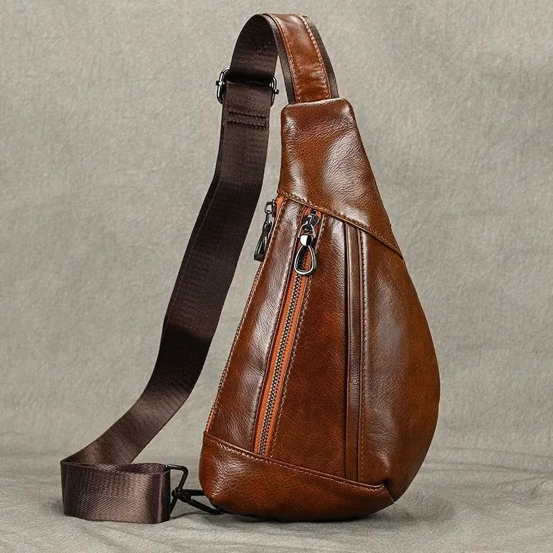 Casual Men’s Leather Chest Bag Sling Crossbody Shoulder Bag