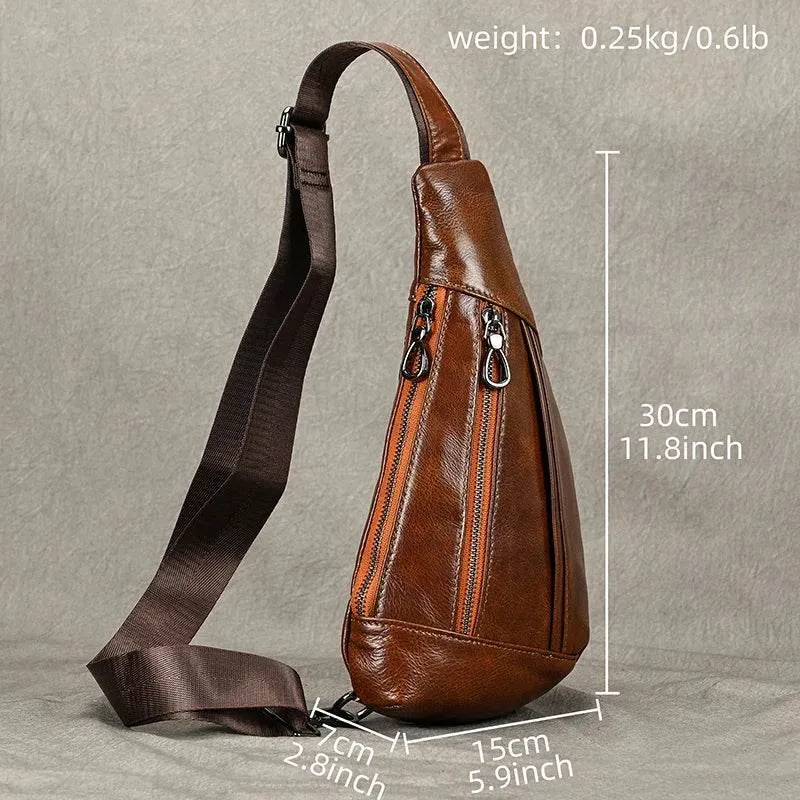 Casual Men’s Leather Chest Bag Sling Crossbody Shoulder Bag