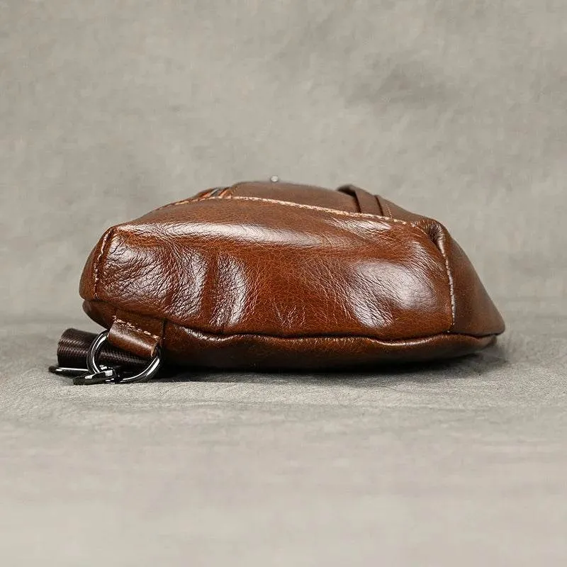 Casual Men’s Leather Chest Bag Sling Crossbody Shoulder Bag