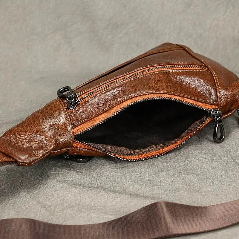 Casual Men’s Leather Chest Bag Sling Crossbody Shoulder Bag