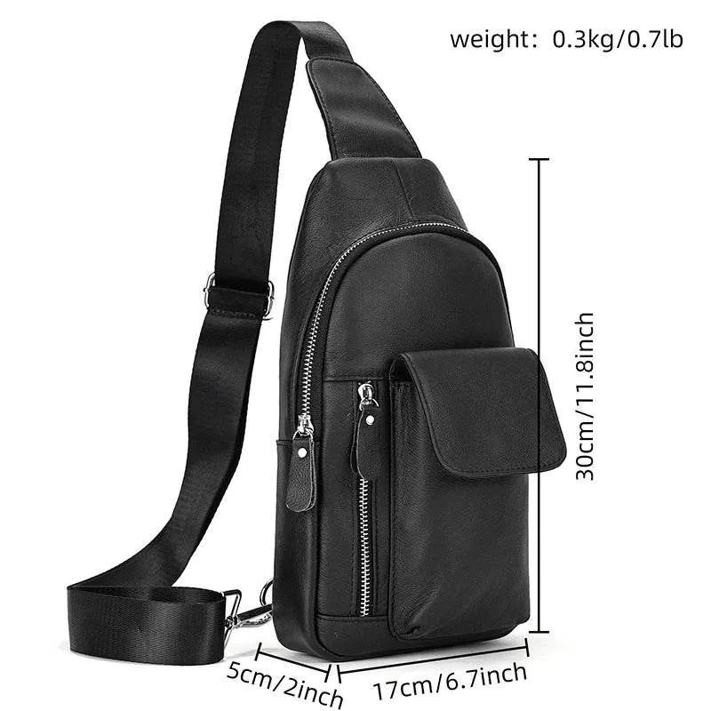 Casual Men’s Leather Chest Bag Sling Crossbody Shoulder Bag