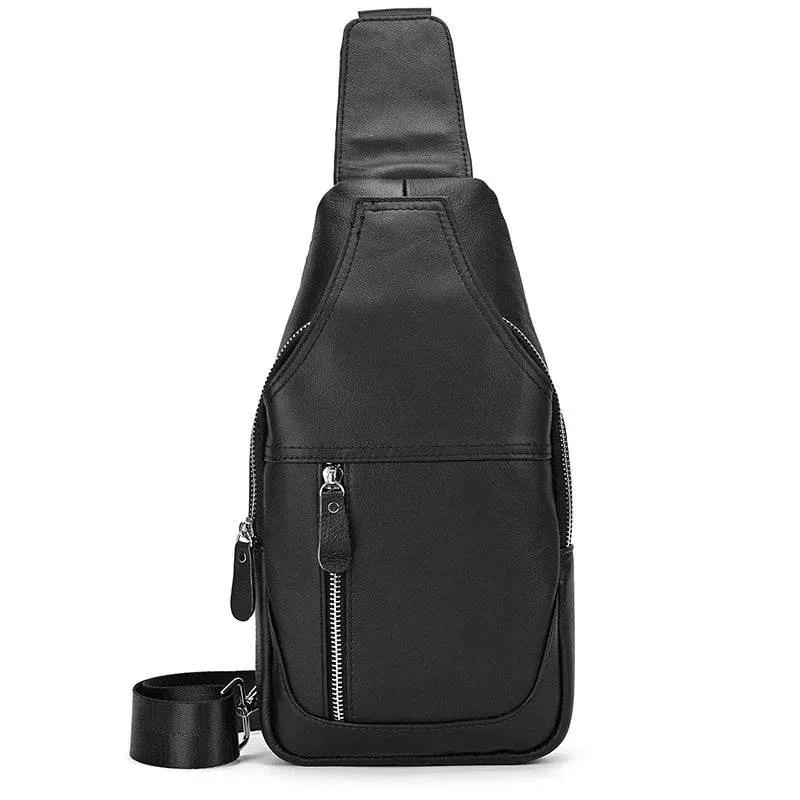 Casual Men’s Leather Chest Bag Sling Crossbody Shoulder Bag