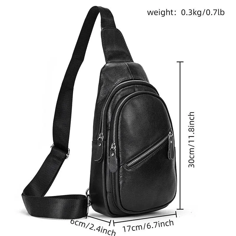 Casual Men’s Leather Chest Bag Sling Crossbody Shoulder Bag