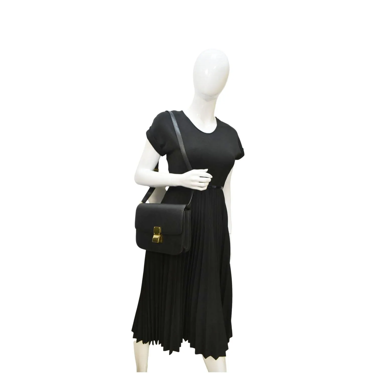 CELINE Classic Box Calfskin Leather Crossbody Bag Black