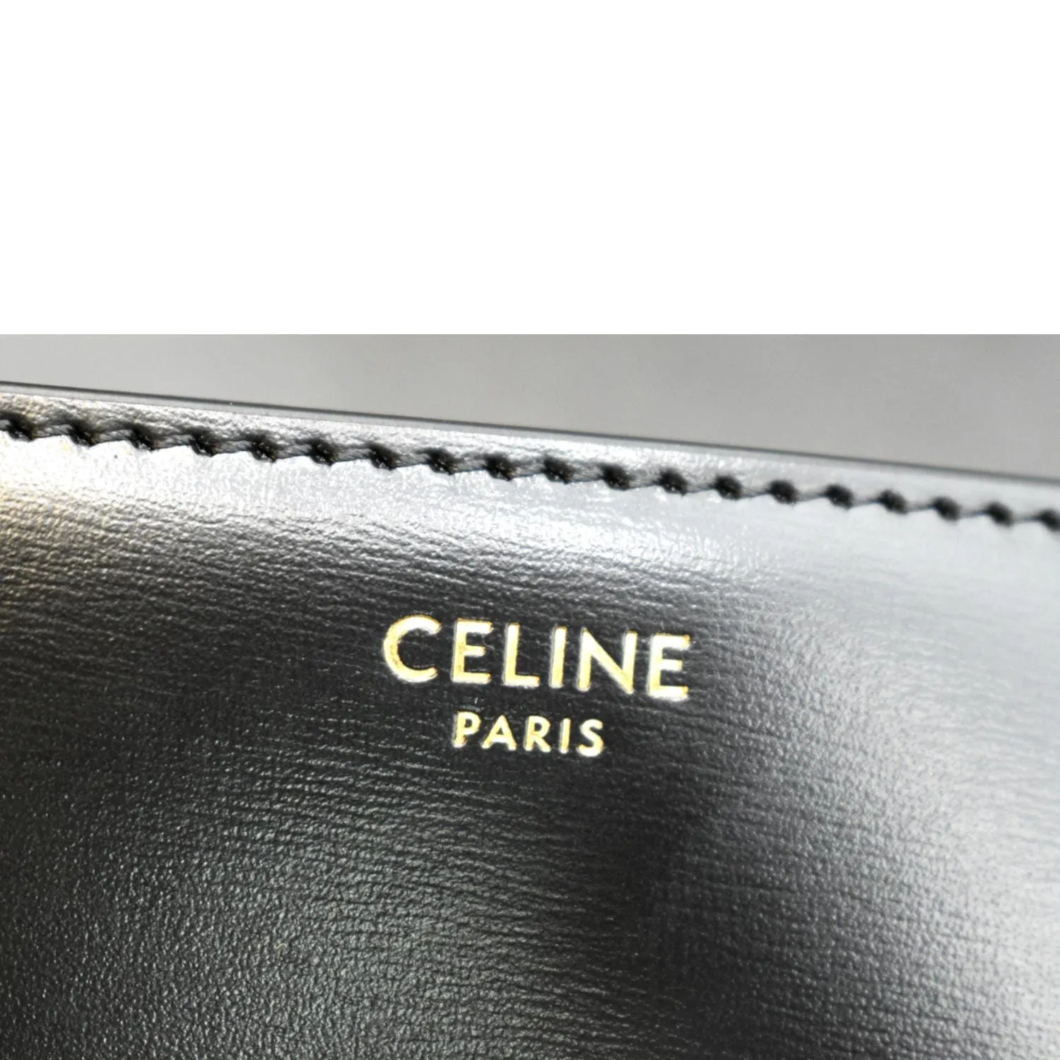 CELINE Triomphe Calfskin Leather Shoulder Bag Black